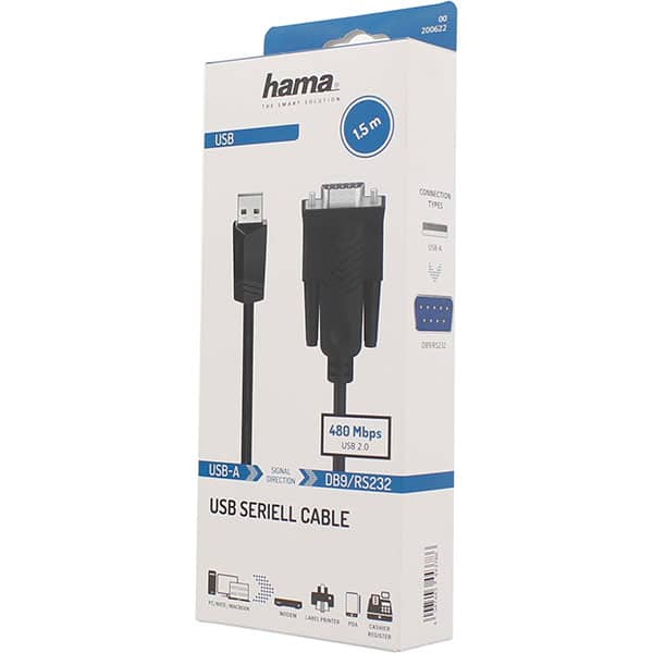 Cablu convector USB 2.0 - Serial HAMA 200622, 1.5m, negru