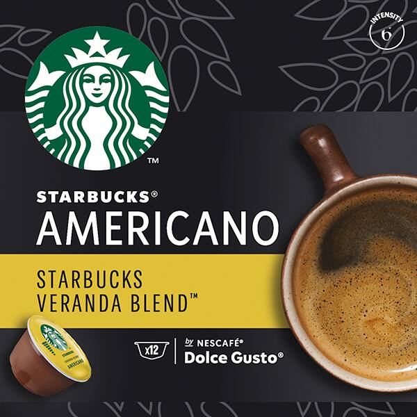 Capsule cafea STARBUCKS Americano Veranda Blend compatibilitate cu Nescafe Dolce Gusto 12451698, 12 capsule, 102g