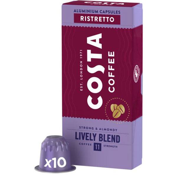Capsule cafea COSTA COFFEE Lively Blend Ristretto compatibilitate cu Nespresso 30192, 10 capsule, 57g