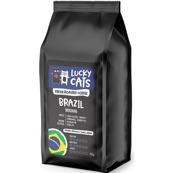 Cafea boabe LUCKY CATS Brazil Mogiana, 250g