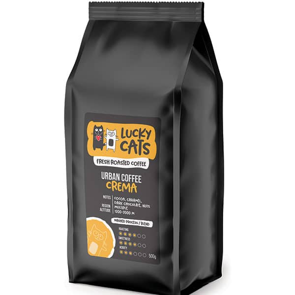 Cafea boabe LUCKY CATS Urban Coffee Crema, 500g
