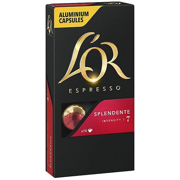 Set capsule cafea L'OR: 10 buc Espresso Splendente + 10 buc Lungo Profondo + 10 buc Espresso Decaffeinato + 10 buc Espresso Forza + 10 buc Espresso Ristretto, 260g