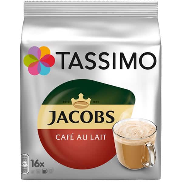 Pachet capsule cafea JACOBS 4061444: Tassimo Cafe au Lait + Caramel Macchiato + Cappuccino, 48 capsule, 32 bauturi, 712g