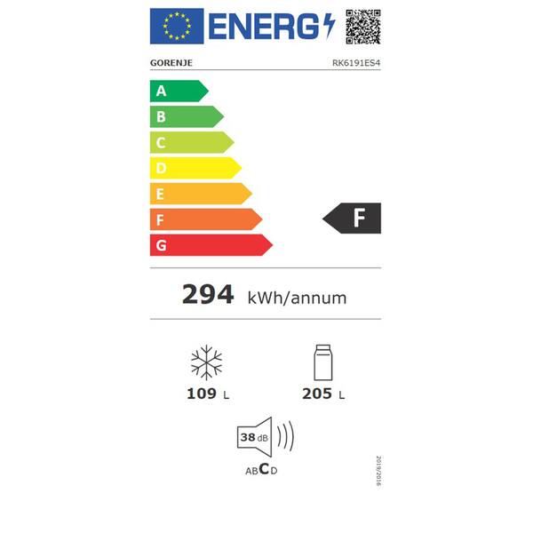 Combina frigorifica GORENJE RK6191ES4, FrostLess, 314 l, H 185 cm, Clasa F, argintiu