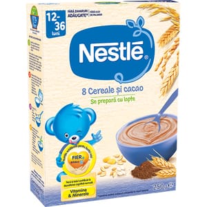 Cereale NESTLE 8 Cereale si cacao 12393657, 12 luni+, 250g