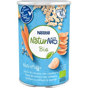 Gustare NESTLE NaturNes BIO NutriPuffs cu cereale si morcovi 12395075, 10 luni+, 35g