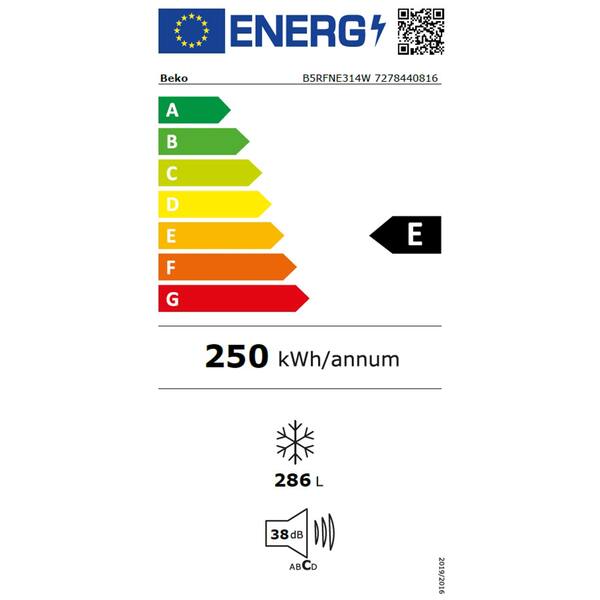 Congelator BEKO B5RFNE314W, No Frost, 286 l, H 186.5, Clasa E, alb