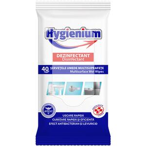 Servetele umede multisuprafete antibacteriene si dezinfectante HYGIENIUM, 40 bucati
