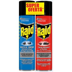 Spray anti-gandaci si furnici RAID, 400 ml + Spray anti-insecte zburatoare RAID, 400 ml 
