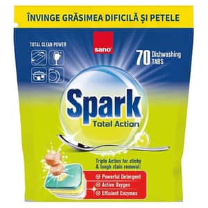 Detergent pentru masina de spalat vase SANO Spark Total Action, 70 tablete