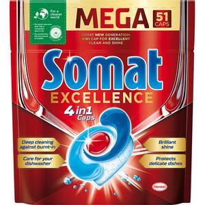 Detergent pentru masina de spalat vase SOMAT Excellence 4in1, 51 tablete