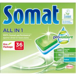 Detergent vase pentru masina de spalat vase SOMAT Pro Nature, 36 tablete