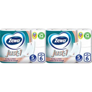 Pachet hartie igienica ZEWA Just 1, 5 straturi, 2 x 6 role