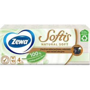 Servetele nazale ZEWA Softis Natural Soft, 4 straturi, 10 pachete x 9 bucati