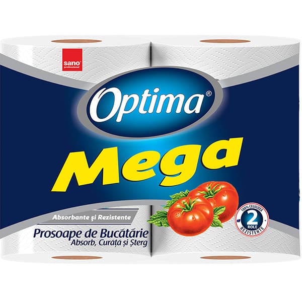 Prosop bucatarie SANO Optima Mega, 2 straturi, 2 role