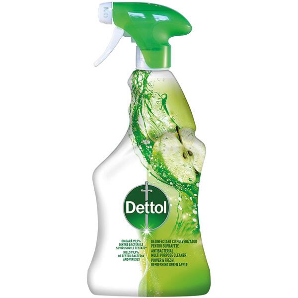 Spray dezinfectant DETTOL Trigger Power & Fresh, Sparkling Refreshing Green Apple, 500 ml