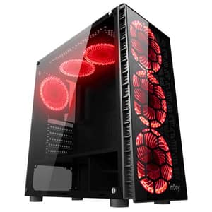 Carcasa PC NJOY Vanguard Red, USB 3.0, Fara sursa, negru