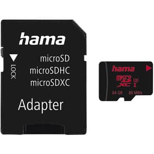 Card de memorie HAMA 123982, microSDXC, 64GB, 80MB/s, clasa 10/U3/V30, UHS-I, adaptor