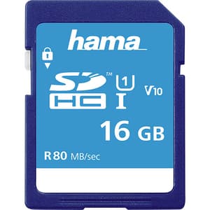Card de memorie HAMA 124134 SDHC, 16GB, clasa 10 UHS-I, 80MBs