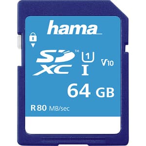 Card de memorie HAMA 124136 SDXC, 64GB, clasa 10 UHS-I, 80MBs