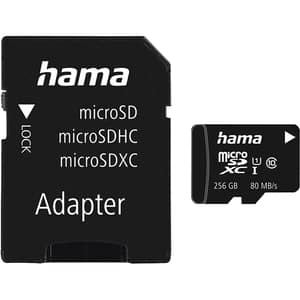 Card de memorie HAMA 124171, microSDXC, 256GB, 80MB/s, clasa 10/U1/V10, UHS-I, adaptor
