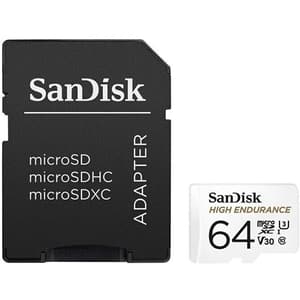Card de memorie SANDISK High Endurance, microSDXC, 64GB, 100MB/s, clasa 10/U3/V30, UHS-I, adaptor