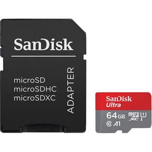 Card de memorie SANDISK Ultra, microSDXC, 64GB, 120MB/s, clasa 10/U1/A1, UHS-I, adaptor