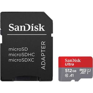 Card de memorie SANDISK Ultra, microSDXC, 512GB, 120MB/s, clasa 10/U1/A1, UHS-I, adaptor