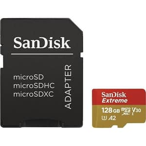 Card de memorie SANDISK Extreme, microSDXC, 128GB, 160MB/s,  clasa 10/U3/V30/A2, UHS-I, adaptor