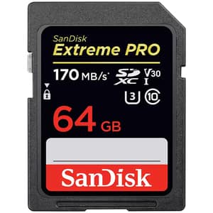Card de memorie SANDISK Extreme Pro, SDXC, 64GB, 170MB/s, clasa 10/U3/V30, UHS-I