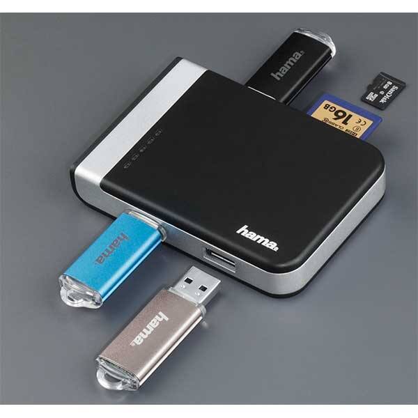 Hub USB HAMA 54546, USB 3.1, SD/MicroSD, negru
