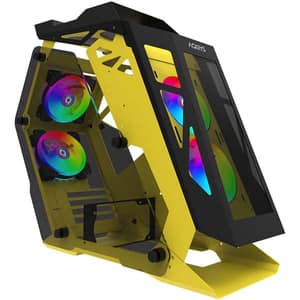 Carcasa PC AQIRYS Saiph Yellow, USB 3.0, Fara sursa, iluminare ARGB, galben