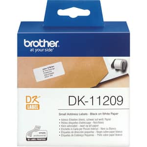 Banda etichete BROTHER DK-11209, 29 mm, 0.62 m, Negru pe Alb 