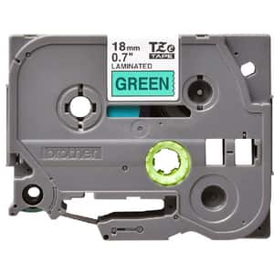 Banda etichete BROTHER TZe-741, 18 mm, 8 m, Negru pe Verde