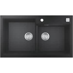 Chiuveta bucatarie GROHE K500 31649AP0, 2 cuve, montaj dreapta, compozit quartz, negru
