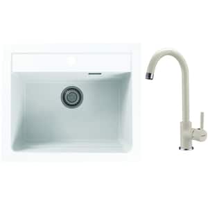 Pachet chiuveta ALVEUS ATROX 30, 1 cuva, compozit granit + baterie GM 240, alb