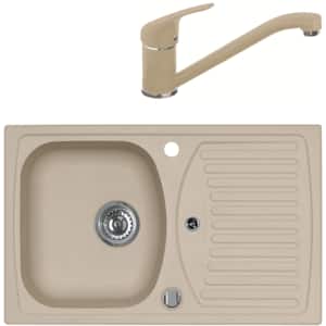 Pachet chiuveta ALVEUS Record 30, 1 cuva, picurator reversibil, compozit granit + baterie GM 210, bej