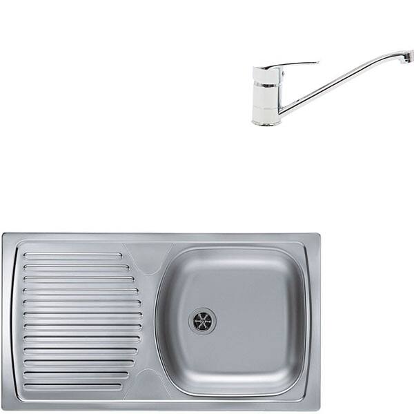 Pachet Chiuveta Alveus Basic 170 Satin Inox Baterie Milena Inox