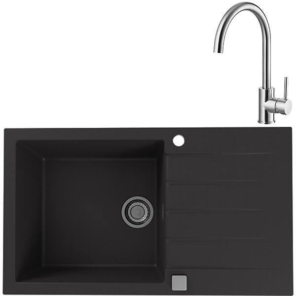 Pachet Chiuveta Alveus Cadit 40 1 Cuva Compozit Granit Baterie Tonia Negru