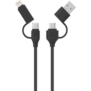 Cablu date PROMATE QuadCord-PD60, USB-C/USB-A - USB-C/Lightning, Power Delivery (PD) 60W, 1.2m, negru