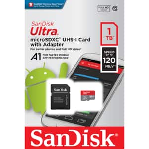 Card de memorie SANDISK Ultra microSDXC UHS-I 1TB, Clasa 10, A1, U1, Full HD, 120MBs, adaptor