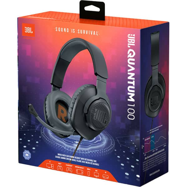 Casti Gaming JBL Quantum 100, multiplatforma, 3.5mm, negru