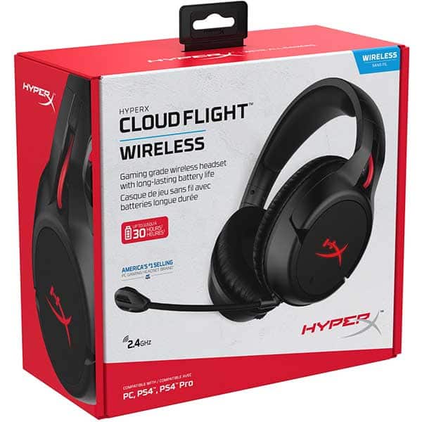 Casti Gaming Wireless HyperX Cloud Flight, stereo, multiplatforma, USB, 3.5mm, negru-rosu