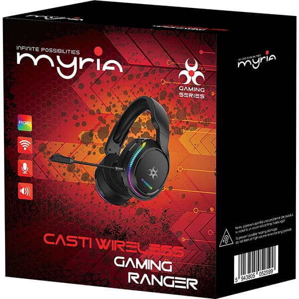 Wedge Meekness Mew Mew Casti Gaming Wireless MYRIA Ranger MG7806 RGB, multiplatforma, negru