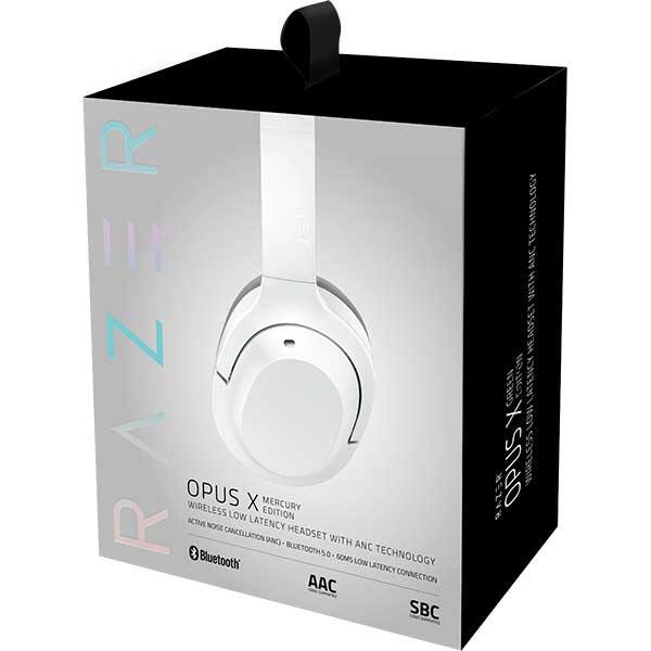Casti Gaming Wireless RAZER Opus X Mercury Edition, Noise Cancelling, alb