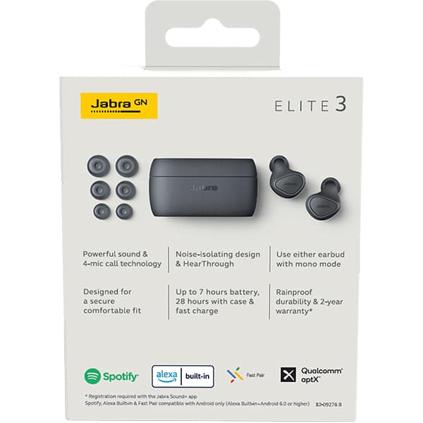 Casti JABRA Elite 3, True Wireless, Bluetooth, In-Ear, Microfon, dark grey