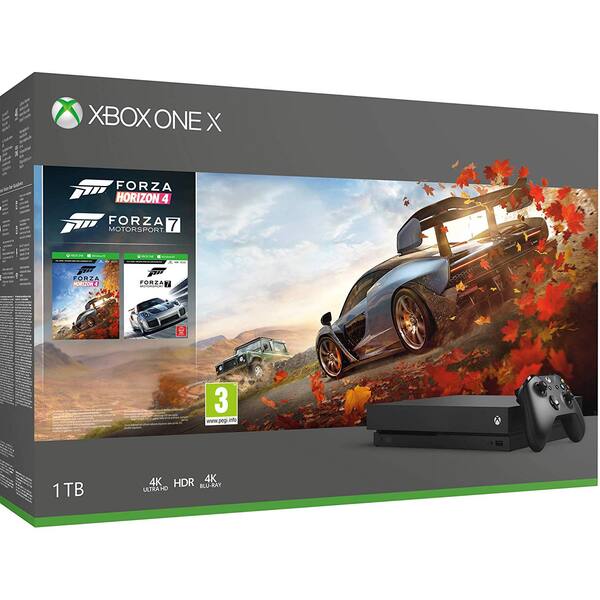 Consola Microsoft Xbox One X 1tb Negru Joc Forza Horizon 4 Joc Forza Motorsport