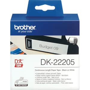 Banda etichete BROTHER DK-22205, 62 mm, 30.48 m, Negru pe Alb