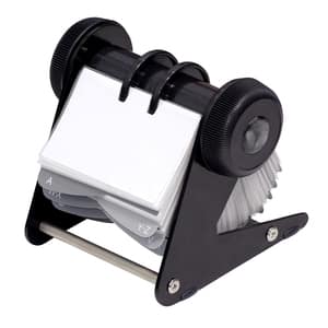 Clasor carti de vizita DONAU, rotativ, 400 carti de vizita, baza metalica, negru