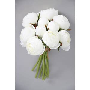 Buchet de flori artificiale, bujori, alb, H 25 cm